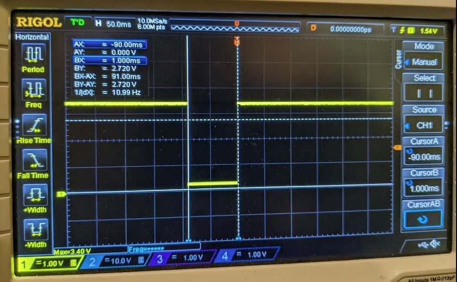 90mS Neg Pulse with Pull-up to 3.3V